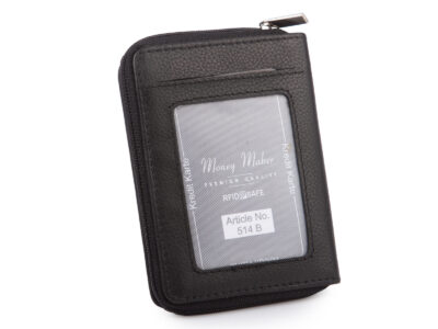 Mały portfel damski uszyty z miękkiej skóry naturalnej w kolorze czarnym - obrazek 2