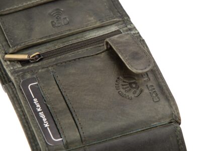 Nieduży, skórzany portfel szyty ręcznie w kolorze zielonym Ekavale RFID - obrazek 9