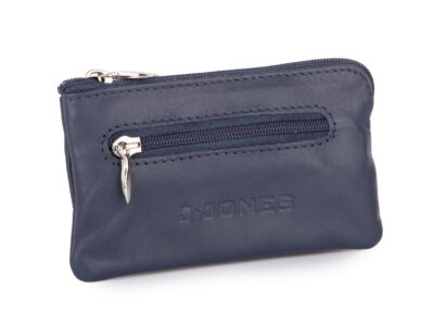 Granatowe skórzane etui na klucze zapinane na zamek J Jones