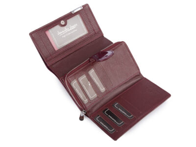 Duży portfel damski lakierowany fioletowy z motylkami skóra naturalna Jennifer Jones - obrazek 5