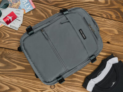 Szary plecak podróżny do samolotu 40x30x20 cm poszerzany Paolo Peruzzi - obrazek 13