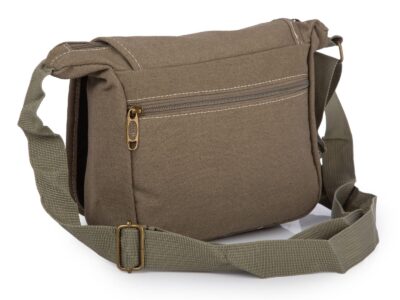Torba męska na ramię  w stylu vintage z canvasu khaki ORMI - obrazek 2