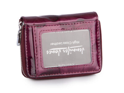 Mały portfel damski w motylki - fioletowy, skórzany, lakierowany Jennifer Jones - obrazek 2