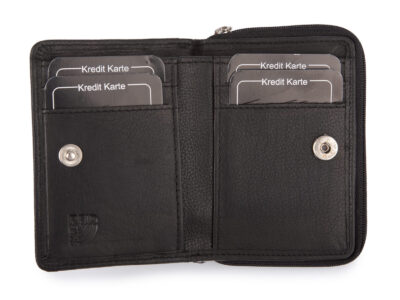 Mały portfel damski uszyty z miękkiej skóry naturalnej w kolorze czarnym - obrazek 3