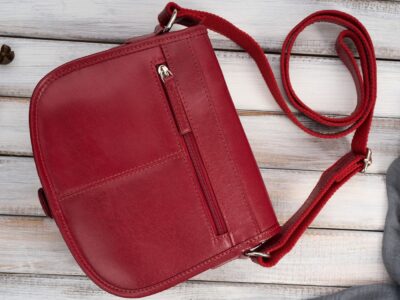 Czerwona torebka damska skórzana, elegancka, półokrągła Paolo Peruzzi - obrazek 4