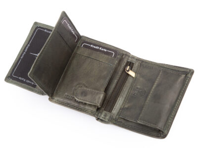 Nieduży, skórzany portfel szyty ręcznie w kolorze zielonym Ekavale RFID - obrazek 7