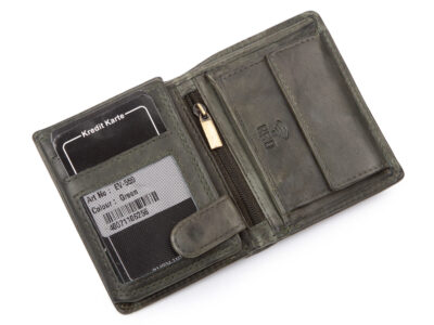 Nieduży, skórzany portfel szyty ręcznie w kolorze zielonym Ekavale RFID - obrazek 3