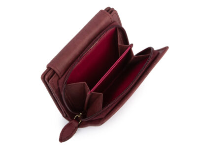Średni skórzany portfel damski Money Maker w kolorze burgundowym - obrazek 8