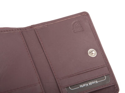 Mały portfel damski uszyty z miękkiej skóry naturalnej w kolorze mauve - obrazek 4