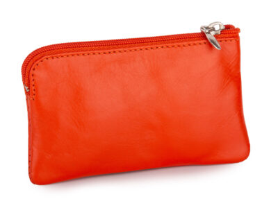 Pomarańczowe skórzane etui na klucze zapinane na zamek J Jones - obrazek 2