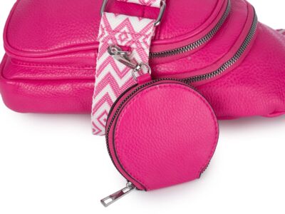 Różowy plecak damski na jedno ramię miejski elegancki - obrazek 4