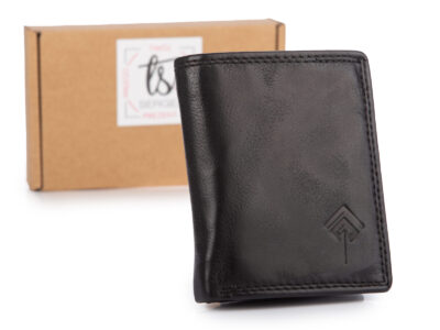 Nieduży, skórzany portfel szyty ręcznie w kolorze czarnym Ekavale RFID