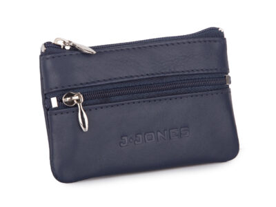 Granatowe etui skórzane na klucze zapinane na zamek J Jones