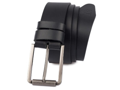 Elegancki, czarny pasek męski do spodni z licowej skóry naturalnej z klamrą klasyczną 110 cm - obrazek 7