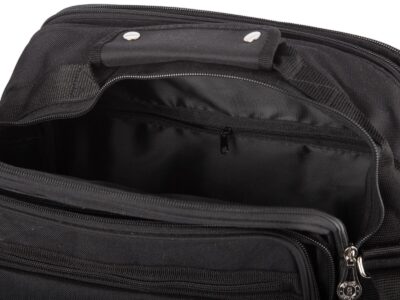 Duża, robocza torba męska na ramię, materiałowa, mocna, w kolorze czarnym - obrazek 5