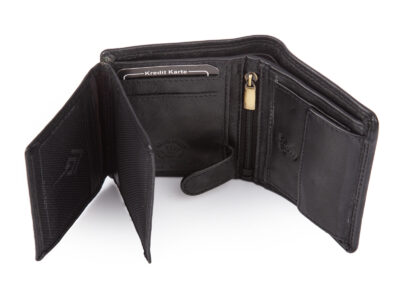 Nieduży, skórzany portfel szyty ręcznie w kolorze czarnym Ekavale RFID - obrazek 7