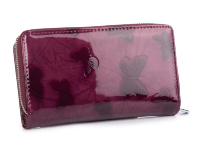 Duży portfel damski Jennifer Jones w kolorze fioletowym z motywem motylków lakierowany RFID - obrazek 2