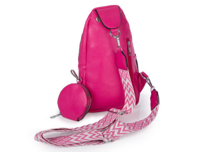 Różowy plecak damski na jedno ramię miejski elegancki - obrazek 3