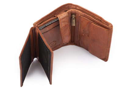 Nieduży, skórzany portfel szyty ręcznie w kolorze ciemnobrązowym Ekavale RFID - obrazek 8