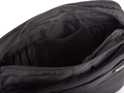 Czarna, pozioma torba męska na ramię, średnia, do pracy, materiałowa Beltimore - obrazek 5