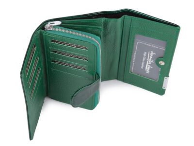 Duży portfel damski lakierowany zielony z motylkami skóra naturalna Jennifer Jones - obrazek 8