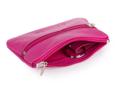 Różowe etui skórzane na klucze zapinane na zamek J Jones - obrazek 3