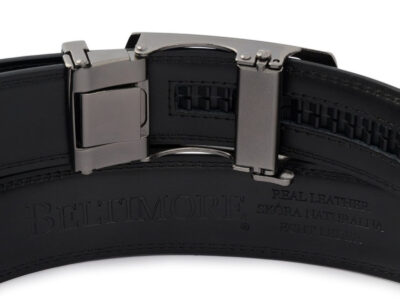 Elegancki, czarny pasek męski skórzany z klamrą automatyczną Beltimore 110 cm - obrazek 5