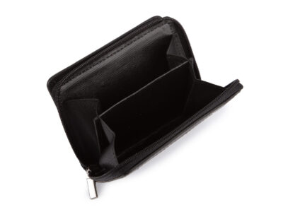 Mały portfel damski uszyty z miękkiej skóry naturalnej w kolorze czarnym - obrazek 4