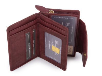 Średni skórzany portfel damski Money Maker w kolorze burgundowym - obrazek 7