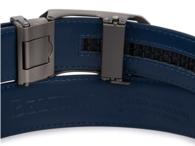 Elegancki, granatowy pasek męski skórzany z klamrą automatyczną Beltimore 110 cm - obrazek 5