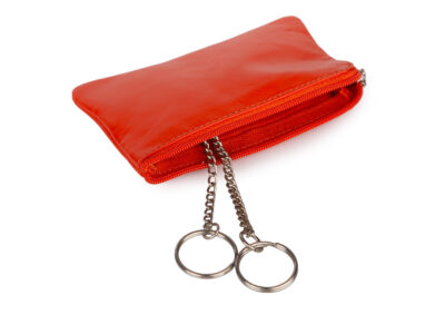 Pomarańczowe skórzane etui na klucze zapinane na zamek J Jones - obrazek 3