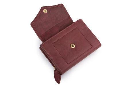 Średni skórzany portfel damski Money Maker w kolorze burgundowym - obrazek 3