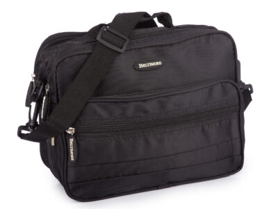 Materiałowa, czarna torba męska na ramię do pracy A5 średnia Beltimore