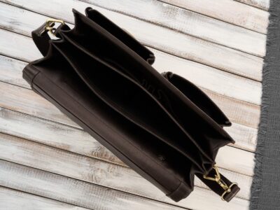 Duża, skórzana teczka męska na dokumenty w kolorze ciemnobrązowym Paolo Peruzzi - obrazek 4