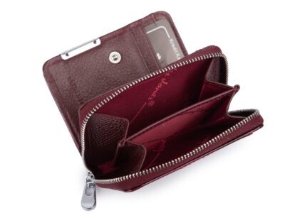 Mały portfel damski w motylki - fioletowy, skórzany, lakierowany Jennifer Jones - obrazek 5