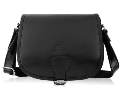 Czarna torebka damska skórzana, elegancka, półokrągła Paolo Peruzzi