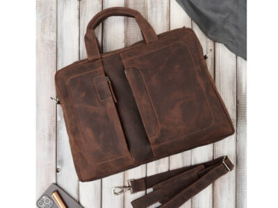 Duża torba męska skórzana w kolorze brązowym (głęboki, kasztanowy odcień) Paolo Peruzzi - obrazek 2