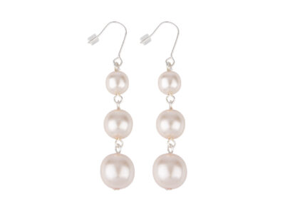 Kolczyki damskie z trzema wiszącymi perłami Preciosa w kolorze pudrowego różu