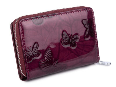 Średni portfel damski Jennifer Jones w kolorze fioletowym z motylkami RFID - obrazek 2