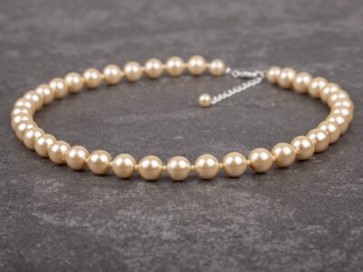 Naszyjnik damski z dużych okrągłych pereł 10 mm w kolorze ecru Beige Symphony - obrazek 2