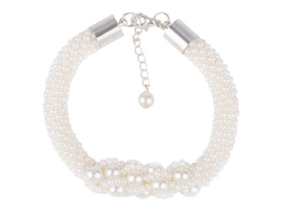 Elegancka, pleciona ręcznie bransoletka damska z białych pereł Pearl Whisper