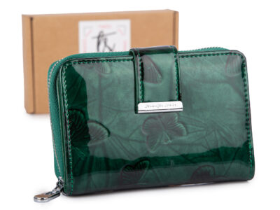 Średni portfel damski Jennifer Jones w kolorze zielonym z motylkami RFID