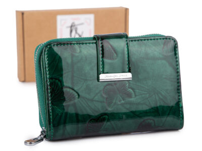 Średni portfel damski Jennifer Jones w kolorze zielonym z motylkami RFID