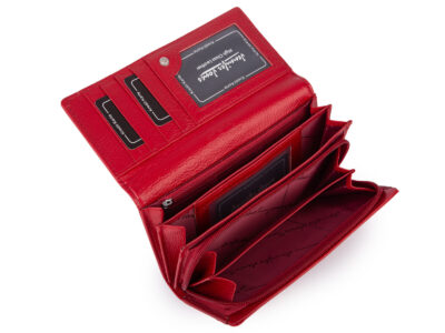 Jennifer Jones Portfel damski skórzany duży matowy czerwony poziomy - obrazek 5