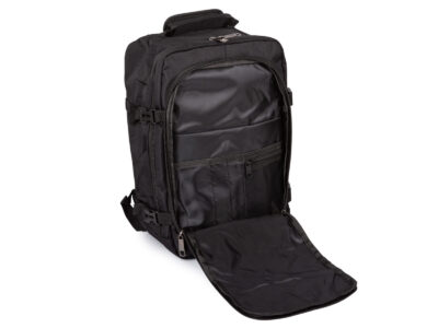 Średniej wielkości, czarny plecak podróżny otwierany jak walizka 40x25x20 cm - obrazek 9