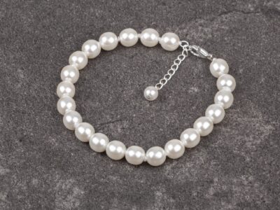 Bransoletka damska z białych pereł Preciosa zapinana na łańcuszek Classic White - obrazek 3