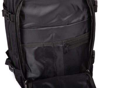 Średniej wielkości, czarny plecak podróżny otwierany jak walizka 40x25x20 cm - obrazek 10