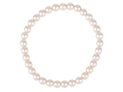 Delikatna bransoletka damska z pereł Preciosa w kolorze ecru na gumce Eterna Beige - obrazek 1