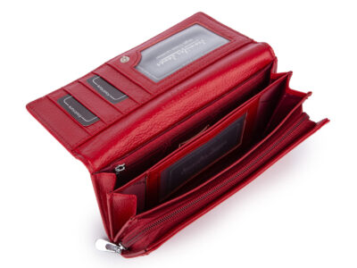 Jennifer Jones Portfel damski skórzany duży matowy czerwony poziomy - obrazek 4