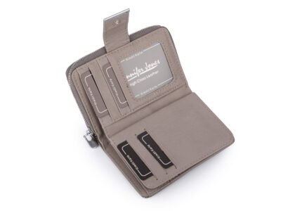 Elegancki szary portfel skórzany Jennifer Jones lakierowany - obrazek 5